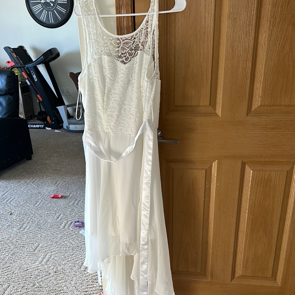 White Tiered Ruffled High Low Sundress for Bride